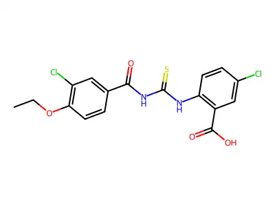 5-Chloro-2-[[[(3-chloro-4-ethoxybenzoyl)amino]thioxomethyl]amino]-benzoic acid structure
