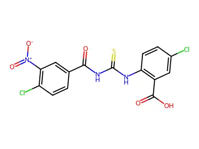 5-Chloro-2-[[[(4-chloro-3-nitrobenzoyl)amino]thioxomethyl]amino]-benzoic acid structure