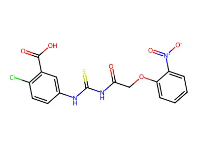 2-Chloro-5-[[[[(2-nitrophenoxy)acetyl]amino]thioxomethyl]amino]-benzoic acid structure