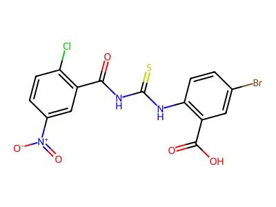 5-Bromo-2-[[[(2-chloro-5-nitrobenzoyl)amino]thioxomethyl]amino]-benzoic acid structure