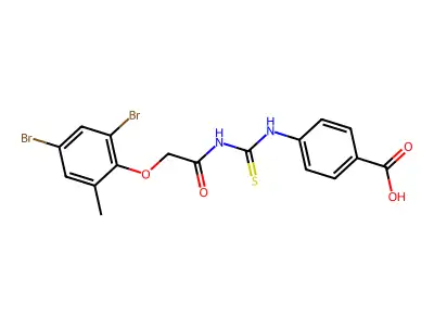 4-[[2-(2,4-Dibromo-6-methylphenoxy)acetyl]carbamothioylamino]benzoic acid structure