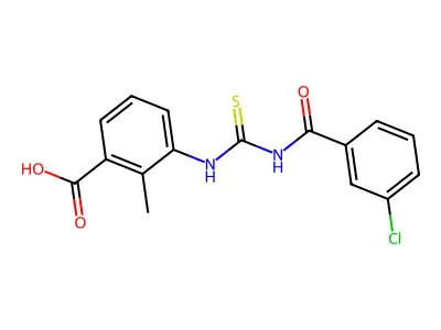 3-[[[(3-Chlorobenzoyl)amino]thioxomethyl]amino]-2-methyl-benzoic acid structure