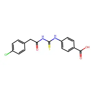 4-({[(4-Chlorophenyl)acetyl]carbamothioyl}amino)benzoic acid structure