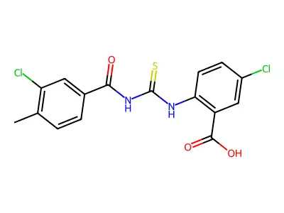 5-Chloro-2-({[(3-chloro-4-methylphenyl)carbonyl]carbamothioyl}amino)benzoic acid structure