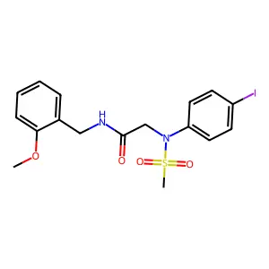 2-(4-iodo-N-methylsulfonylanilino)-N-[(2-methoxyphenyl)methyl]acetamide structure
