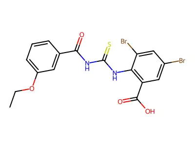 3,5-Dibromo-2-[(3-ethoxybenzoyl)carbamothioylamino]benzoic acid structure