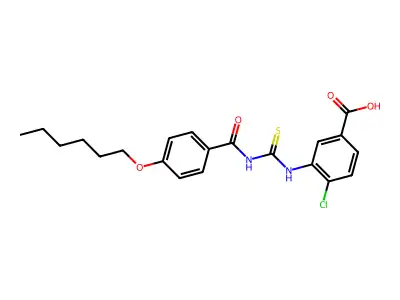4-Chloro-3-[[[[4-(hexyloxy)benzoyl]amino]thioxomethyl]amino]-benzoic acid structure