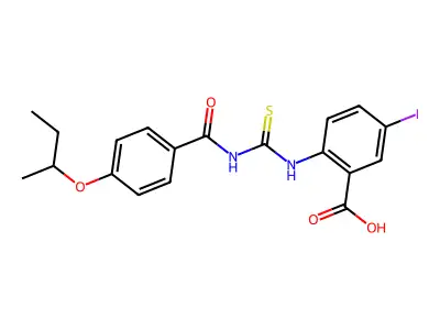 5-Iodo-2-[[[[4-(1-methylpropoxy)benzoyl]amino]thioxomethyl]amino]-benzoic acid structure