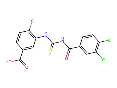 4-Chloro-3-({[(3,4-dichlorophenyl)carbonyl]carbamothioyl}amino)benzoic acid structure