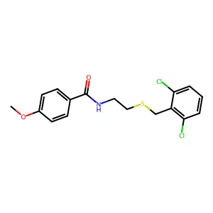N-[2-[(2,6-dichlorophenyl)methylsulfanyl]ethyl]-4-methoxybenzamide structure