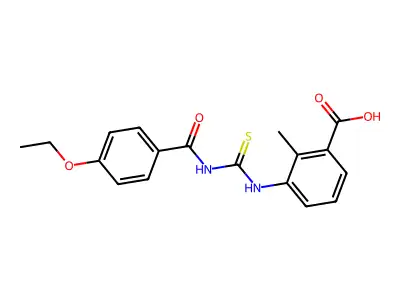 3-[[[(4-Ethoxybenzoyl)amino]thioxomethyl]amino]-2-methyl-benzoic acid structure
