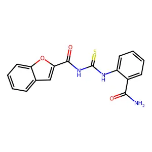 2-({[(1-Benzofuran-2-ylcarbonyl)amino]carbothioyl}amino)benzamide structure