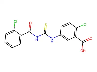 2-Chloro-5-({[(2-chlorophenyl)carbonyl]carbamothioyl}amino)benzoic acid structure