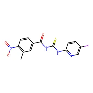 N-[(5-iodopyridin-2-yl)carbamothioyl]-3-methyl-4-nitrobenzamide structure
