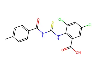 3,5-Dichloro-2-[[[(4-methylbenzoyl)amino]thioxomethyl]amino]-benzoic acid structure