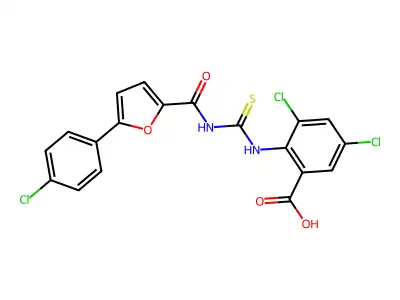 3,5-DICHLORO-2-[[[[[5- -2-FURANYL]CARBONYL]AMINO]THIOXOMETHYL]AMINO]-BENZOICACID structure