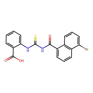 2-[(5-Bromonaphthalene-1-carbonyl)carbamothioylamino]benzoic acid structure