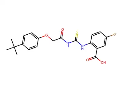 5-bromo-2-[[2-(4-tert-butylphenoxy)acetyl]carbamothioylamino]benzoic acid structure