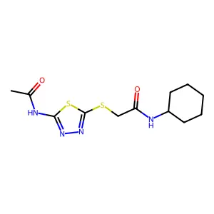2-((5-acetamido-1,3,4-thiadiazol-2-yl)thio)-N-cyclohexylacetamide structure