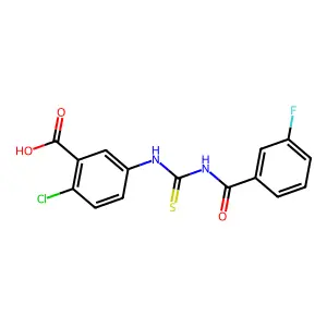2-Chloro-5-({[(3-fluorophenyl)carbonyl]carbamothioyl}amino)benzoic acid structure