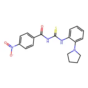 4-nitro-N-[(2-pyrrolidin-1-ylphenyl)carbamothioyl]benzamide structure