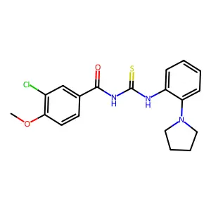 3-chloro-4-methoxy-N-[(2-pyrrolidin-1-ylphenyl)carbamothioyl]benzamide structure