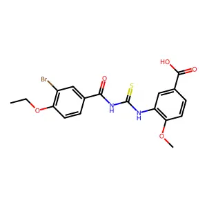 3-({[(3-Bromo-4-ethoxyphenyl)carbonyl]carbamothioyl}amino)-4-methoxybenzoic acid structure