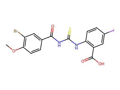 2-[(3-Bromo-4-methoxybenzoyl)carbamothioylamino]-5-iodobenzoic acid structure
