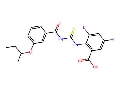 2-[(3-butan-2-yloxybenzoyl)carbamothioylamino]-3,5-diiodobenzoic acid structure