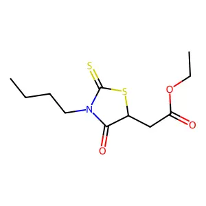 Ethyl 2-(3-butyl-4-oxo-2-sulfanylidene-1,3-thiazolidin-5-yl)acetate structure