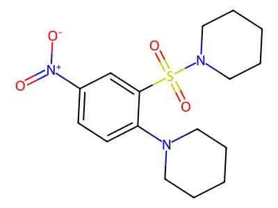 Piperidine, 1-[[5-nitro-2-(1-piperidinyl)phenyl]sulfonyl]- structure