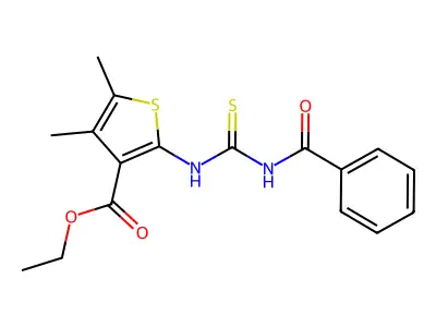 2-(3-Benzoyl-thioureido)-4,5-dimethyl-thiophene-3-carboxylic acid ethyl ester structure