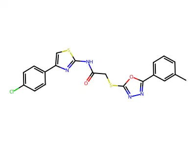 N-[4-(4-Chlorophenyl)-1,3-thiazol-2-yl]-2-{[5-(3-methylphenyl)-1,3,4-oxadiazol-2-yl]sulfanyl}acetamide structure