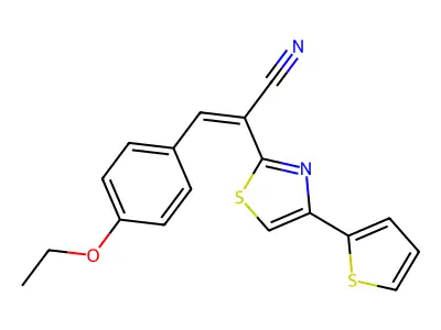 (Z)-3-(4-ethoxyphenyl)-2-(4-thiophen-2-yl-1,3-thiazol-2-yl)prop-2-enenitrile structure