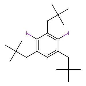 Benzene, 1,3,5-tris(2,2-dimethylpropyl)-2,4-diiodo- structure