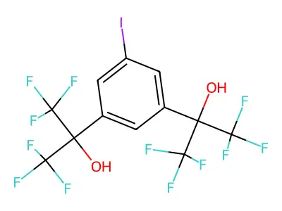2,2'-(5-Iodobenzene-1,3-diyl)bis(1,1,1,3,3,3-hexafluoropropan-2-ol) structure