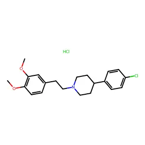 Piperidine, 4-(p-chlorophenyl)-1-(3,4-dimethoxyphenethyl)-, hydrochloride structure