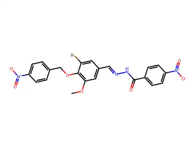 N-[[3-bromo-5-methoxy-4-[(4-nitrophenyl)methoxy]phenyl]methylideneamino]-4-nitro-benzamide structure