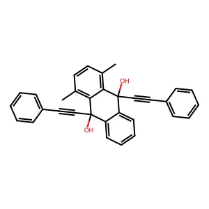 1,4-Dimethyl-9,10-bis(2-phenylethynyl)anthracene-9,10-diol structure