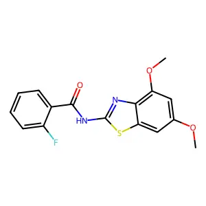 N-(4,6-dimethoxybenzothiazol-2-yl)-2-fluoro-benzamide structure