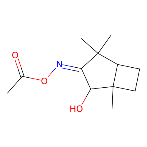 [(2-Hydroxy-1,4,4-trimethyl-3-bicyclo[3.2.0]heptanylidene)amino] acetate structure