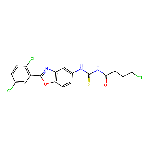 4-chloro-N-{[2-(2,5-dichlorophenyl)-1,3-benzoxazol-5-yl]carbamothioyl}butanamide structure