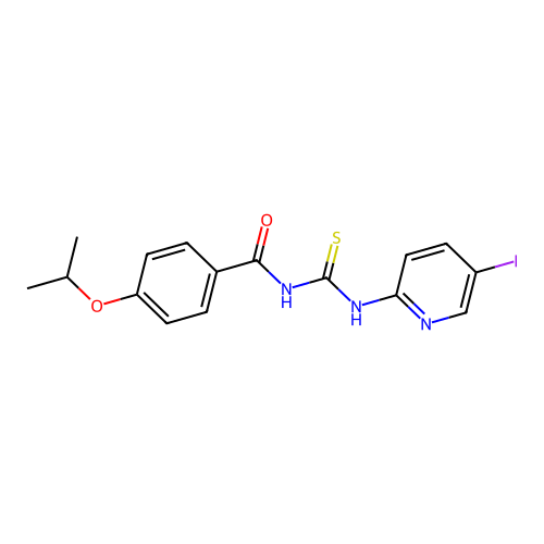 N-((5-iodopyridin-2-yl)carbamothioyl)-4-isopropoxybenzamide structure