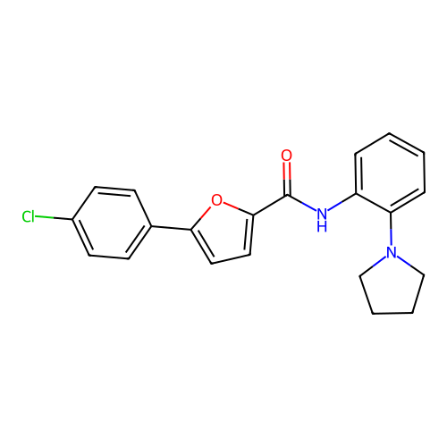 5-(4-chlorophenyl)-N-(2-(pyrrolidin-1-yl)phenyl)furan-2-carboxamide structure