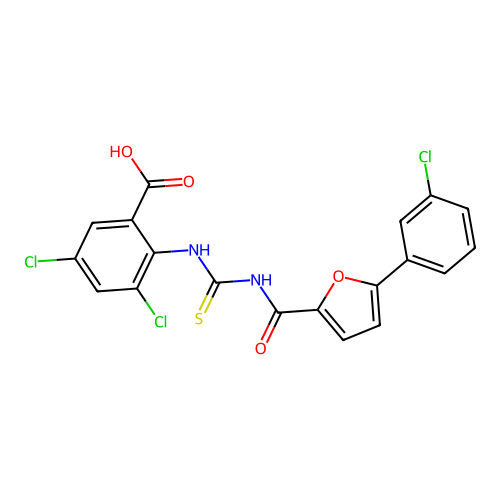 3,5-DICHLORO-2-[[[[[5- -2-FURANYL]CARBONYL]AMINO]THIOXOMETHYL]AMINO]-BENZOICACID structure