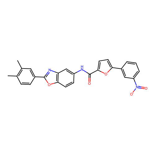 N-[2-(3,4-dimethylphenyl)-1,3-benzoxazol-5-yl]-5-(3-nitrophenyl)furan-2-carboxamide structure