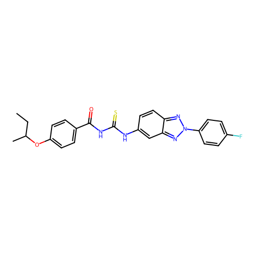 4-(sec-butoxy)-N-((2-(4-fluorophenyl)-2H-benzo[d][1,2,3]triazol-5-yl)carbamothioyl)benzamide structure