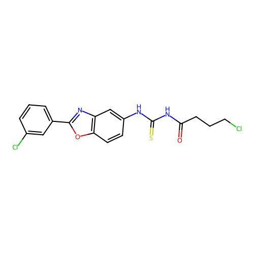 4-chloro-N-{[2-(3-chlorophenyl)-1,3-benzoxazol-5-yl]carbamothioyl}butanamide structure