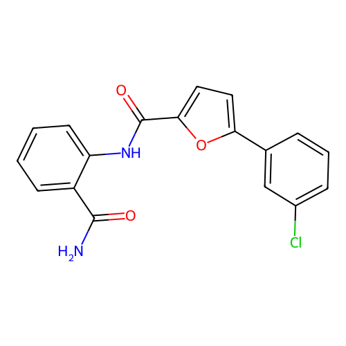 N-(2-carbamoylphenyl)-5-(3-chlorophenyl)furan-2-carboxamide structure