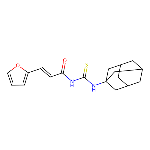 (E)-N-(1-adamantylcarbamothioyl)-3-(furan-2-yl)prop-2-enamide structure